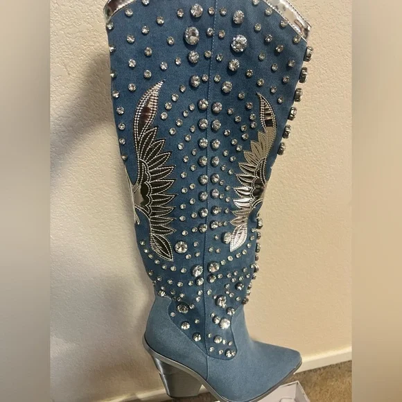 Denim cowboy boots - Picture 3 of 3